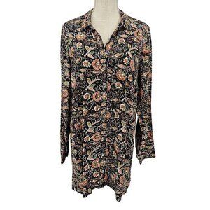 J. Jill Paisley Floral Button Front Tunic Top Multicolor Women’s M Boho Hippie